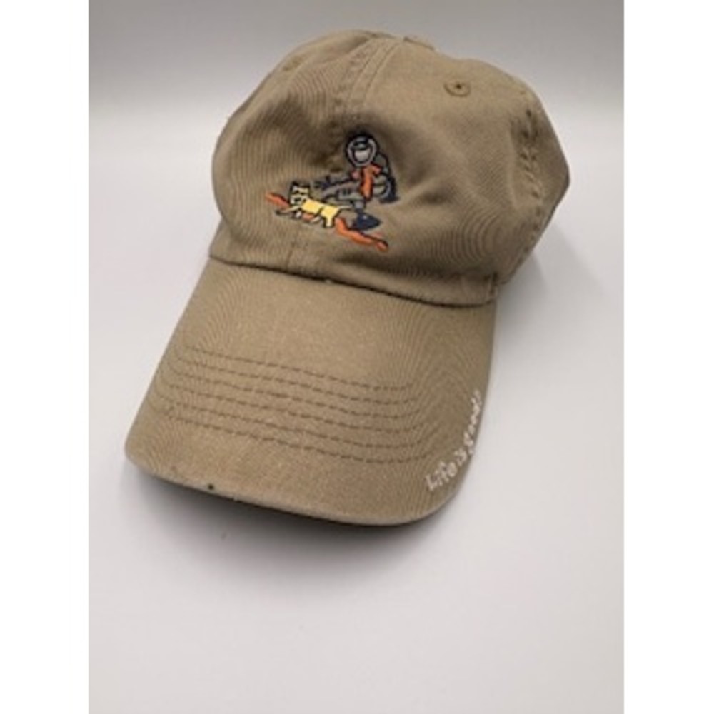 Life is Good Hat OS Khaki Tan Hiking Jake Rocket Dog Adjustable Baseball Cap
